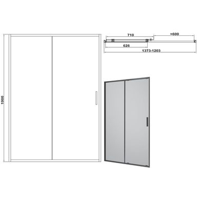 На фото изображено Душевые двери Devit Art FEN3640B 1400*1900 прямоугольные с прозрачным стеклом Италия