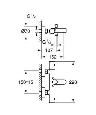 На фото Смеситель для ванны Grohe Grohtherm 1000 Cosmopolitan M 34215002 с термостатом Германия