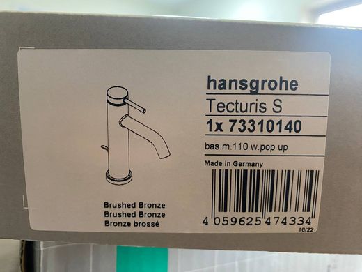 На фото 73310140 Hansgrohe Tecturis S Змішувач для раковини з д/к, brushed bronze