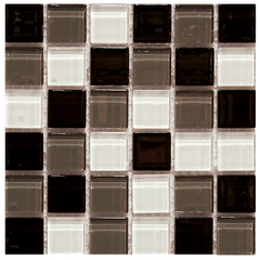 На фото Мозаїка Mozaico De Lux K-MOS K4009 Black&White 300*300 на сітці Китай