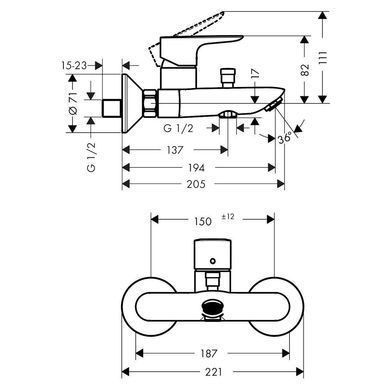 На фото Змішувач для ванни Hansgrohe Talis E 71740700 Німеччина