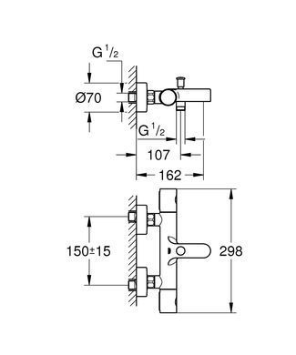 На фото Смеситель для ванны Grohe Grohtherm 800 Cosmopolitan 34567000 с термостатом Германия